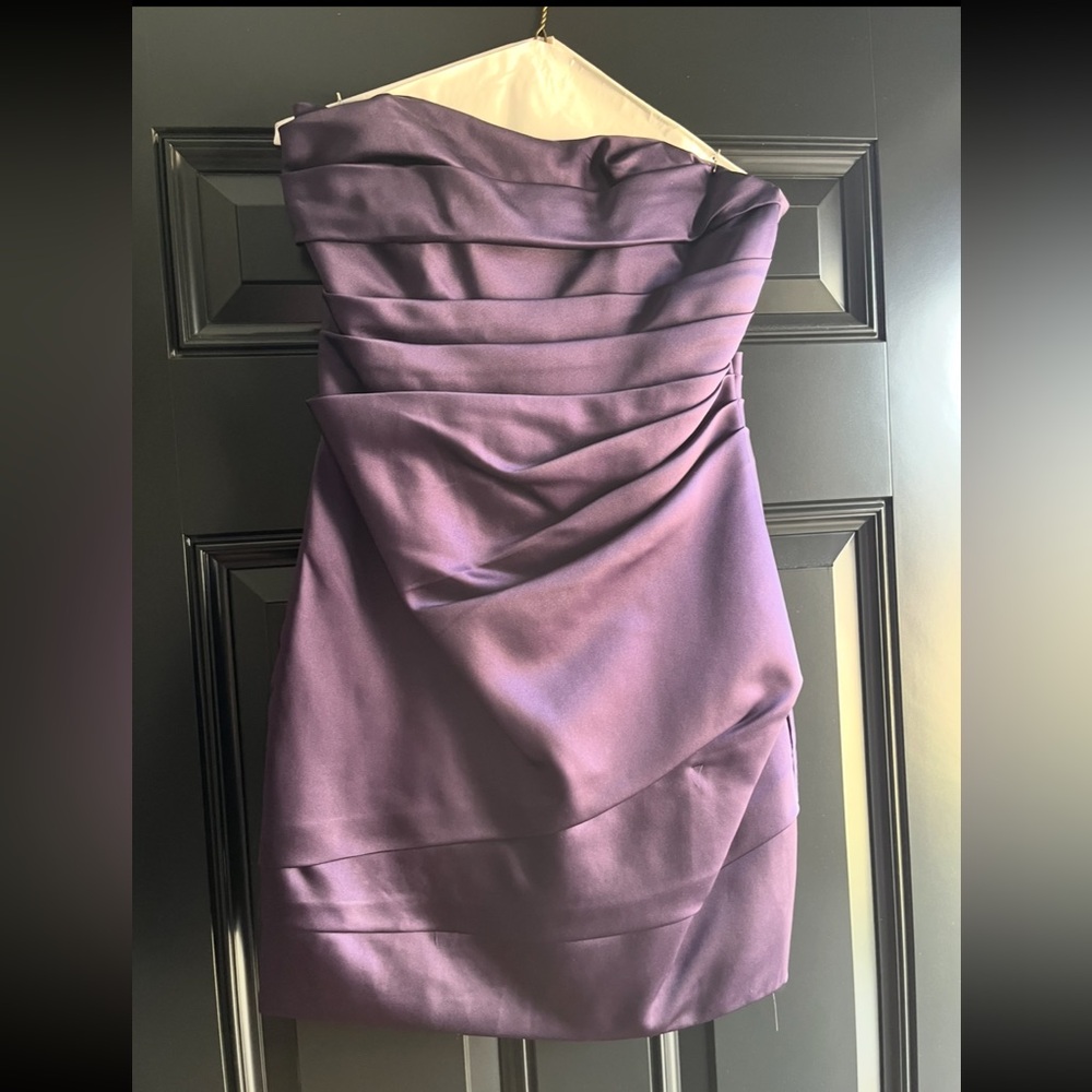 David's Bridal Strapless Dress in Deep Purple